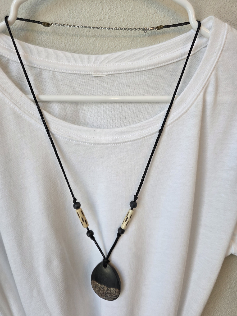 Handcrafted Black Wooden Teardrop Pendant Necklace - Women Jewelry #38